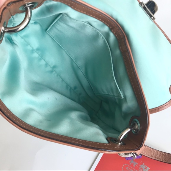 Coach POPPY Color-Block Aqua Green/Chartreuse Leather Flap Crossbody 48941
SVB4J - Picture 9 of 15